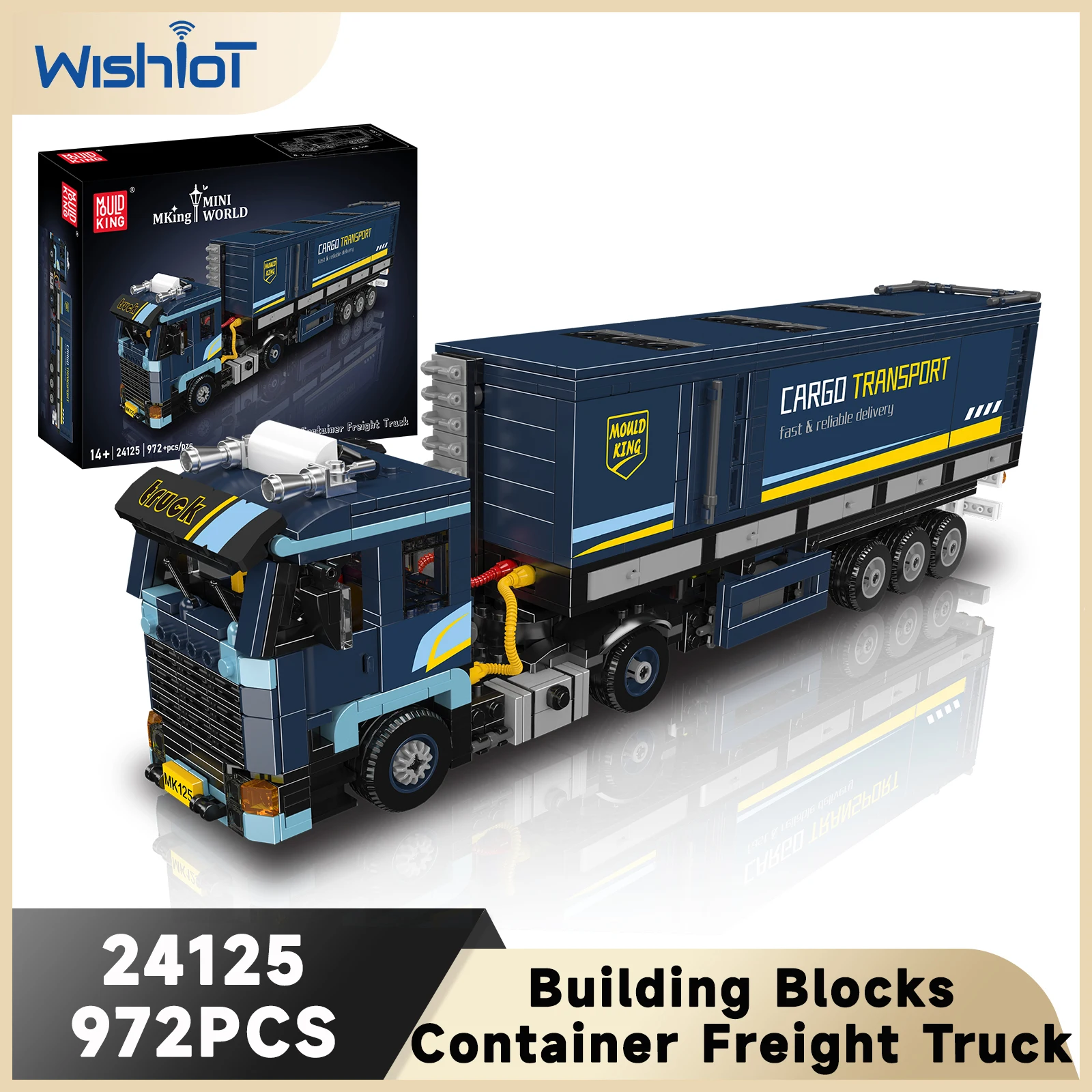 Mould King 24125 Container-Frachtwagen 972-teiliges Baustein-Set Frachttransport-LKW-Modell Schreibtisch-Deko Ideales Urlaubsgeschenk