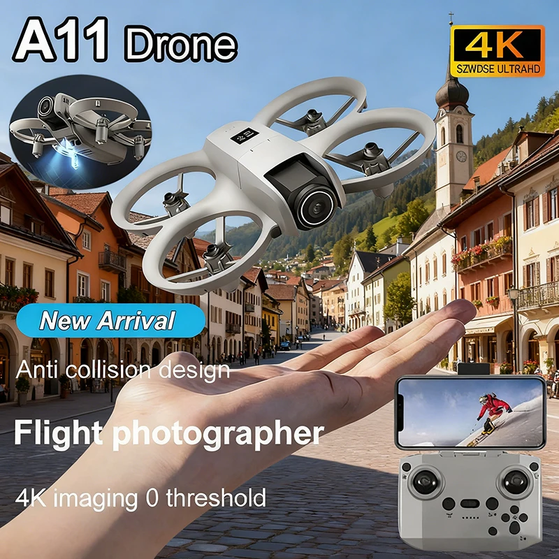 Novo original a11 drone 4k wifi fpv profissional hd fotografia aérea aeronaves de controle remoto hd câmera dupla quadcopter brinquedos uav