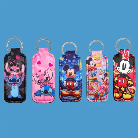 Llavero con Clip de ratón de película clásica, soporte para lápiz labial, llavero con estampado de dibujos animados Kawaii, bolso de bálsamo labial a la moda, dijes, accesorios de Cosplay