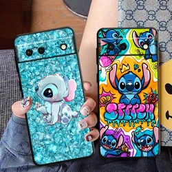 Disney Cartoon Stitch Art Phone Case For Google Pixel 8 7 Pro 6 Pro 6A 5A 5 4 4A XL 5G Black Soft Fundas Cover