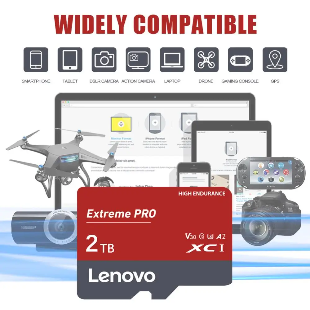 Lenovo Class 10 Mini SD Card 2TB 1TB SD Memory Card 512GB 256GB Micro TF SD Card 128GB Waterproof Cartão De Memória For Phone PC