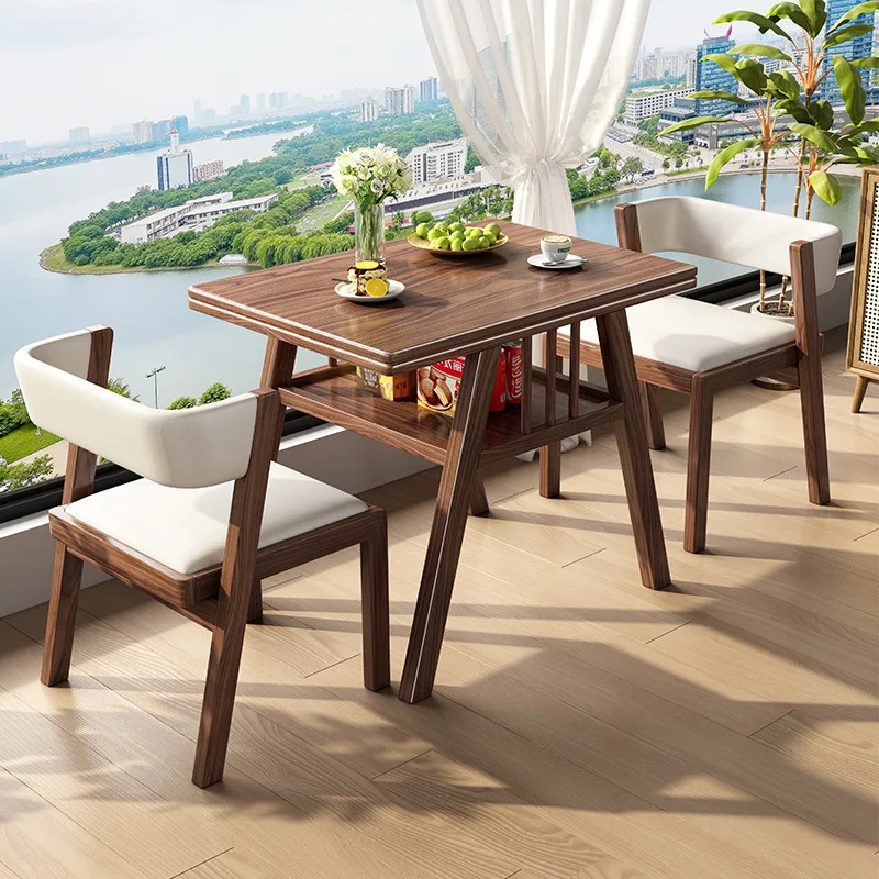 Ash wood craft new two-chair tea table tea table solid wood small combination one table two chairs household desk -piece set