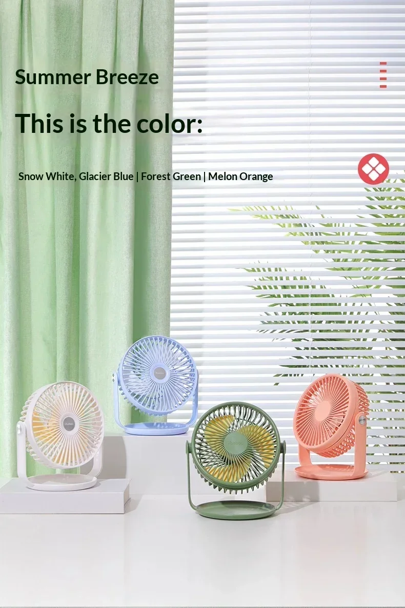 Yoobao F2 Desk Fan Usb Rechargeable 3 Speed 360 Degree Rotation Quiet Portable Table Fan For Home Office