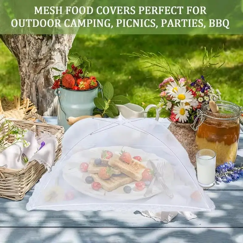 ~1PC Food Cover Mesh Folding Washable Flies Tables Cover Insect Proof Protective Dish Covers Home Kitchen Storage Accessaries