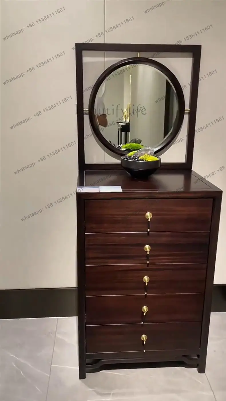 Ebony Five-Drawer Cabinet Modern Zen Screen Five-Drawer Cabinet Home Living Room Bedroom Storage Organizer Cabinet