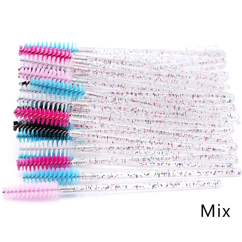 Pinceaux de maquillage jetables, 50 pièces, poignée en diamant, applicateur de baguette de Mascara, outils d'extension de cils, brosse à sourcils en cristal