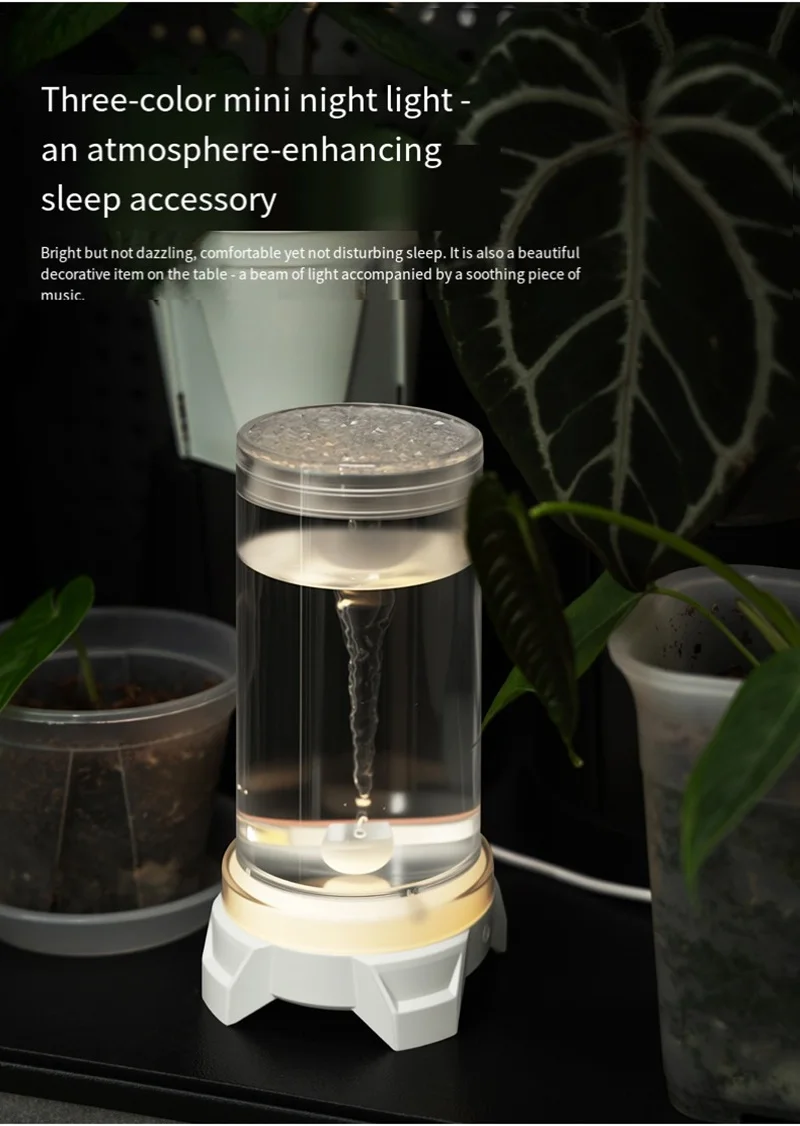 LED Tornado Night Light Desktop Lamp USB Multi-Color Changing Ambient Light Luxury Bedside Lamp Holiday Gift