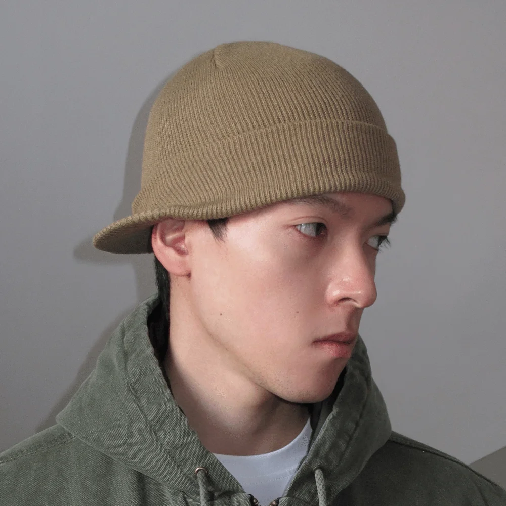 Gift Thicken Warm Knitted Peaked Cap Therma Solid Color Short Brim Beanie Cap Soft Earflap Add Plush Lined Hat Skiikng