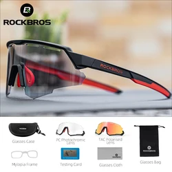 ROCKBROS Bike Glasses 2 Lens Polarised Photochromic Bicycle Glasses Eyewear Myopia Frame UV-400 MTB Road Cycling Sunglasses