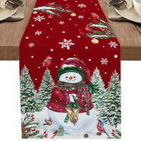 Santa Christmas Snowman Table Runner Linen Antifouling   for Wedding Festive Picnic Kitchen  Decoration