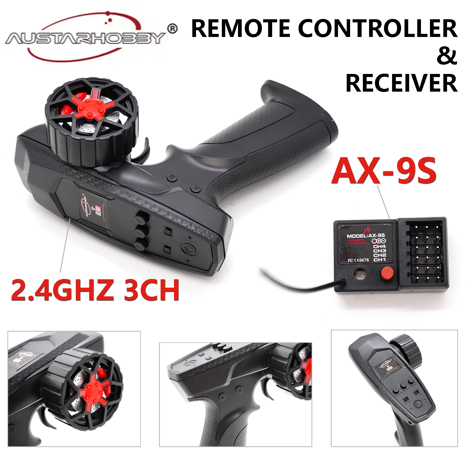 

AUSTARHOBBY 2,4 ГГц 3-канальная радиосистема, пульт дистанционного управления, передатчик с 4-канальным приемником AX-9S для радиоуправляемого автомобиля, лодки, аксессуары для обновления