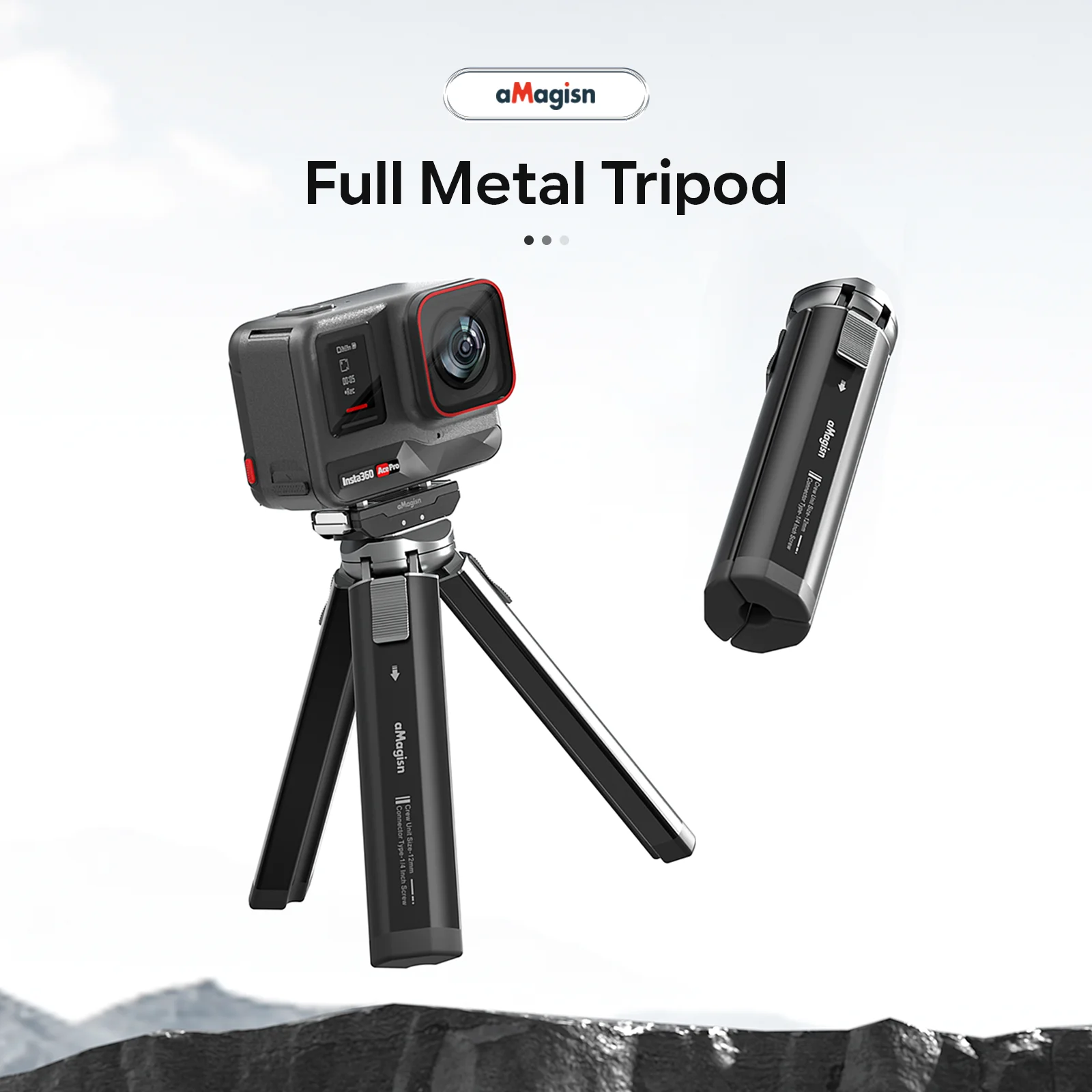 aMagisn Metal Tripod for GoPro Hero/DJI OSMO /Insta360 Aluminum Alloy Tripod Accessories With 1/4 Screw for Action Camera