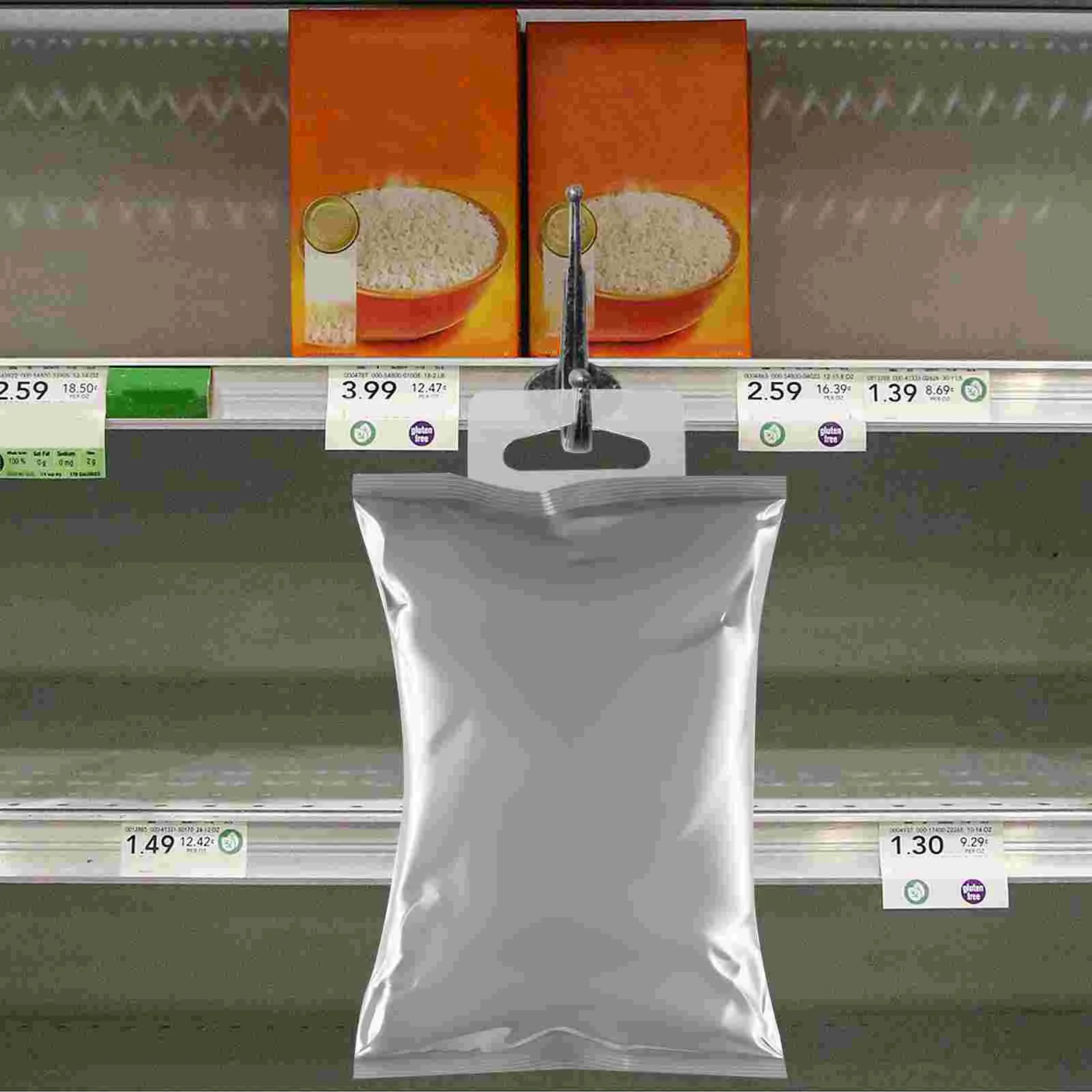 200 Pcs Retail Display Hooks Hanging Tabs Clear Sticky Product Round Hole Tag Piece