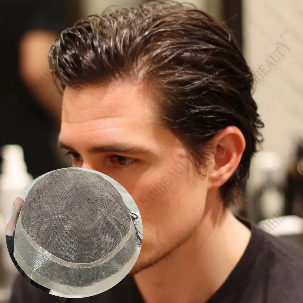 

Коричневый/черный парик-система из европейских человеческих волос на моносетке с полиуретановой основой, суперпрочный, дышащий, для мужчин с облысением