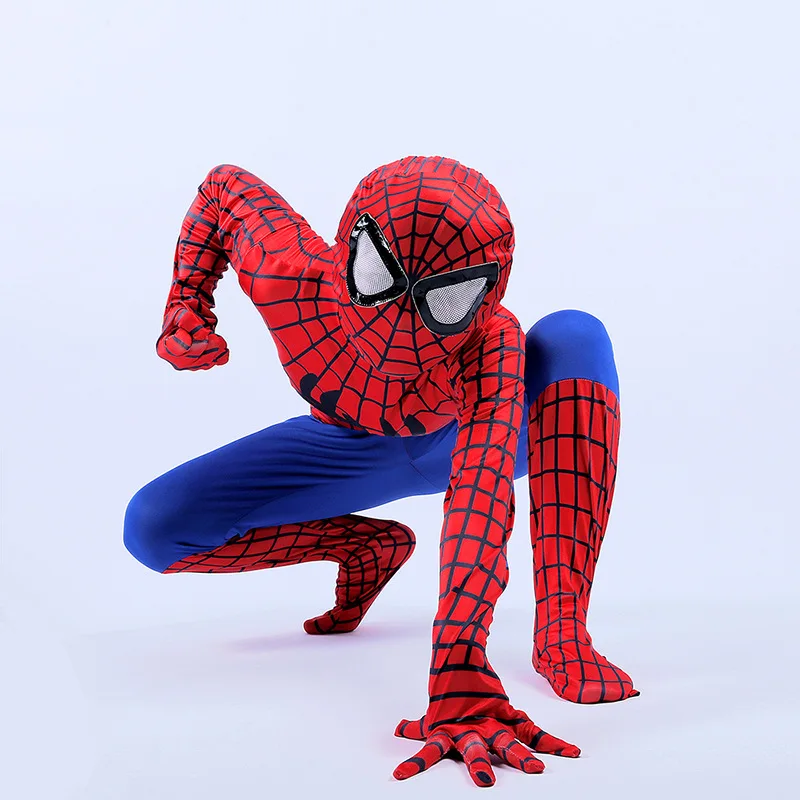 Disfraz de Spiderman para niños, traje de araña negra y roja, Disfraces de Halloween para niños, capas de superhéroes, fiesta de Navidad, superhéroe