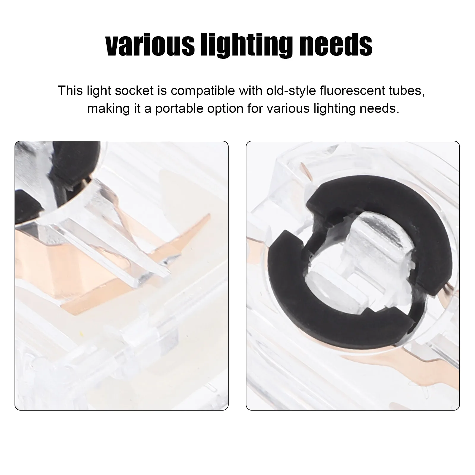 

12pcs Lamp Holder Bracket Light Socket Plastic Non Shunted for Fluorescent Tube Base Spring Rotating Led Lamp Socket