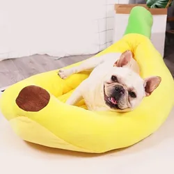 Banana Shaped Dog Bed Breathable Plush Cozy and Soft Puppy Cushion Pet Nesting Bed for Small Medium Dog Pet Supplies