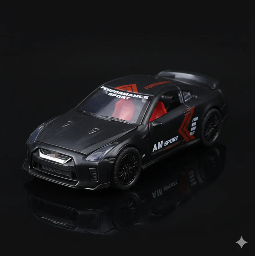 

(Bagged) 1/36 scale replica GT R super racing car die-cast metal toy, boy's toy, pullback function, birthday gift.