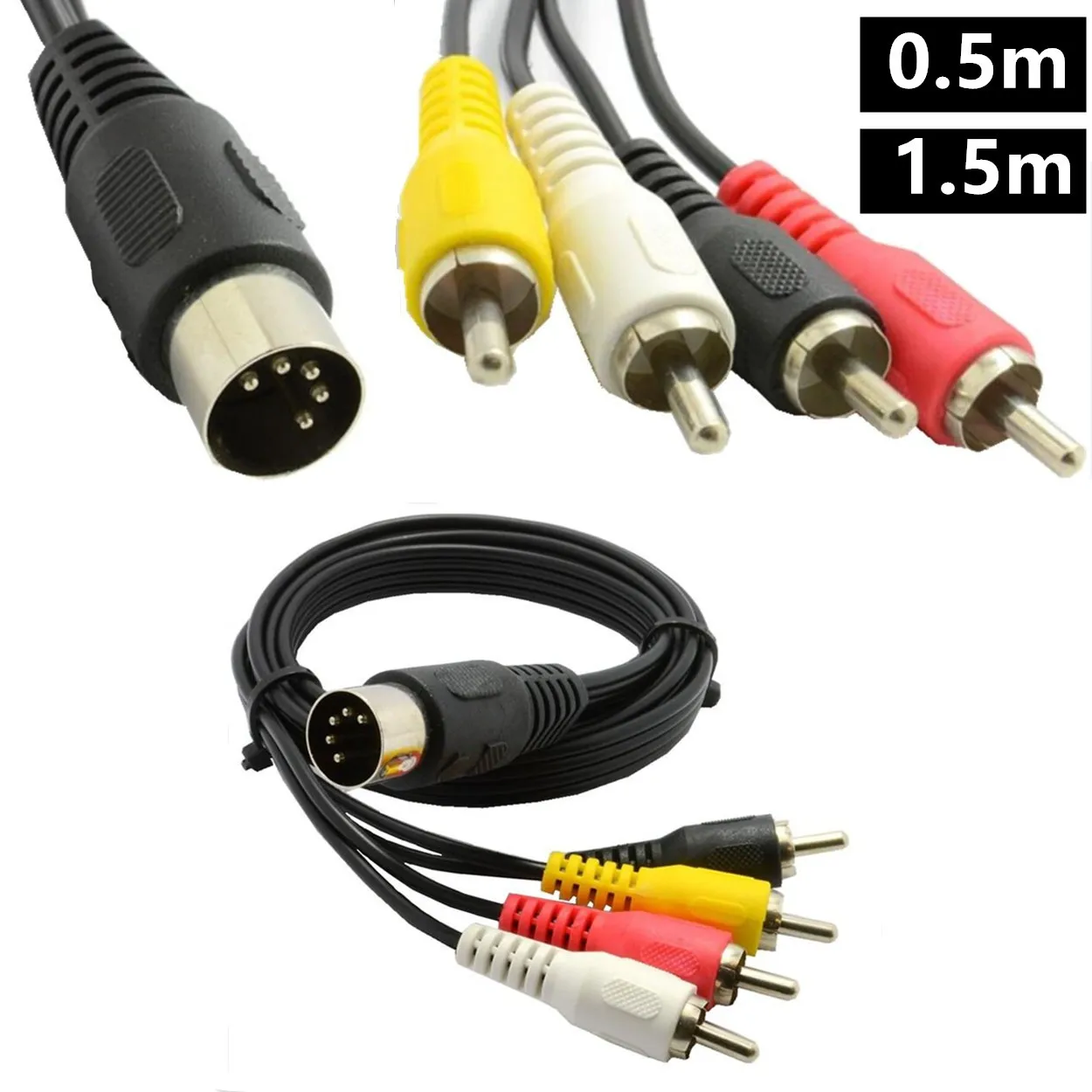 5Pin DIN Male MIDI Cable to 4 RCA Male / Femla Plug Audio Cable For Naim Quad Stereo Systems 5P DIN Male Plug Newest 0.5m 1.5m