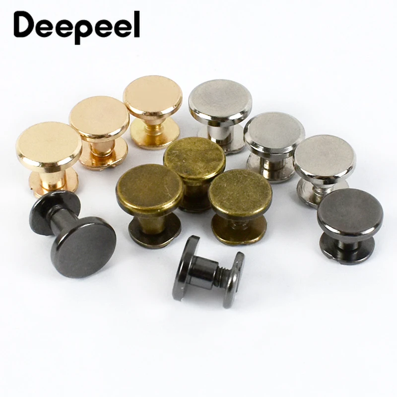 20Pcs Deepeel 5-8mm Flat Head Screws Nail Rivet DIY Bag Book Notebook Metal Binding Belt Hardware Accessories Buckle