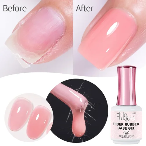Imagen 2 del producto AWStorG-Gel de uñas construcción de fibra, 15ML, en una botella, UV, semipermanente, rosa claro, fortalecedor de uñas, extensión, Gel de construcción