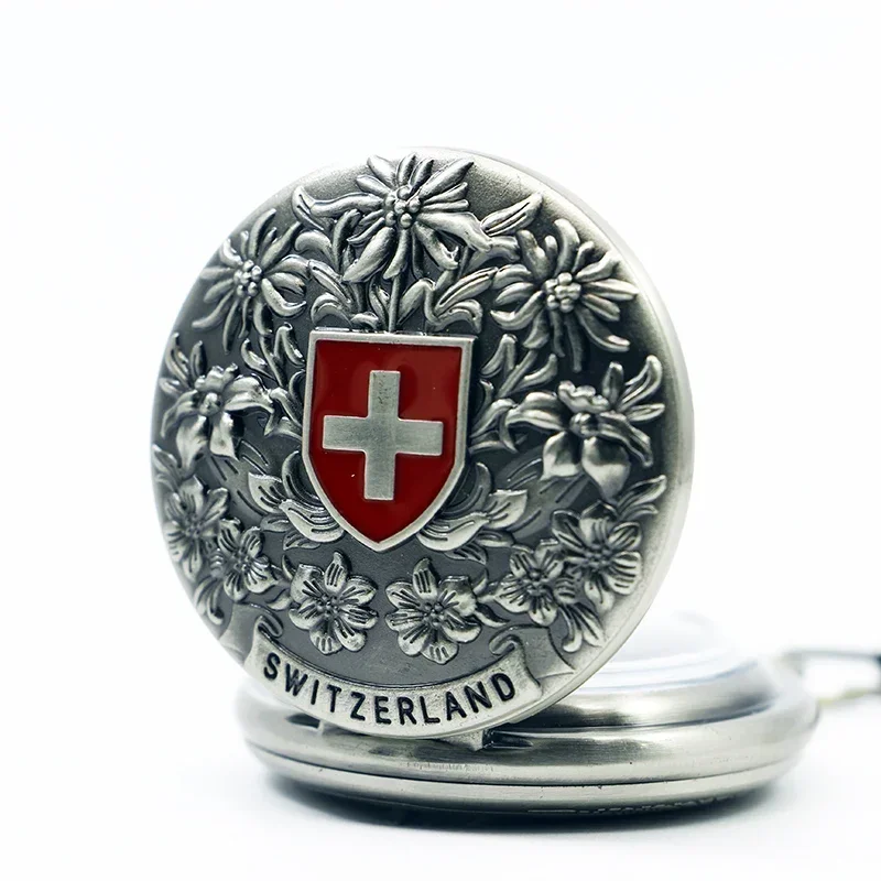 سويسرا الصليب الأحمر الجوف اليد الرياح الميكانيكية ساعة الجيب الكلاسيكية الرجال النساء ساعة الجيب هدية #2