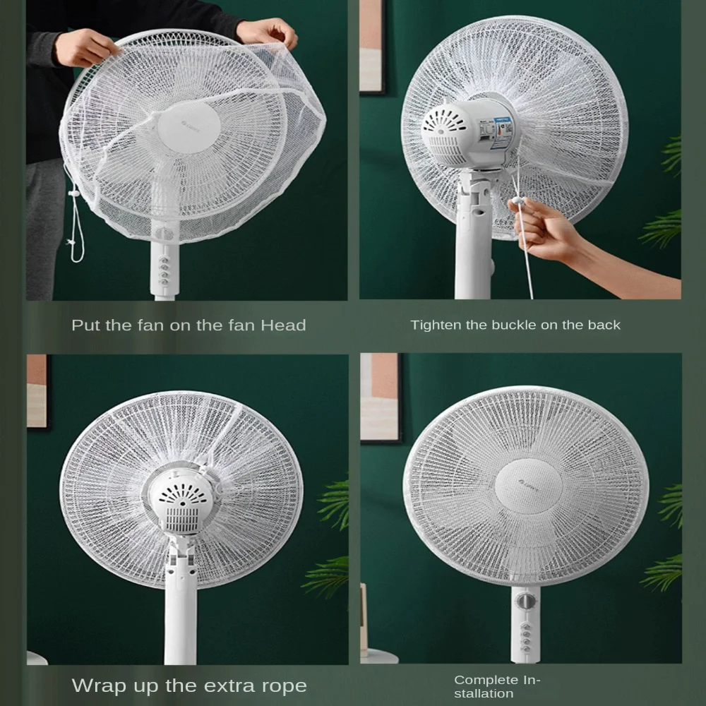 Cartoon Gauze Electric Fan Cover Wear-resistant Round Anti-pinch Hand Fan Cover Adjustable Safety Protection