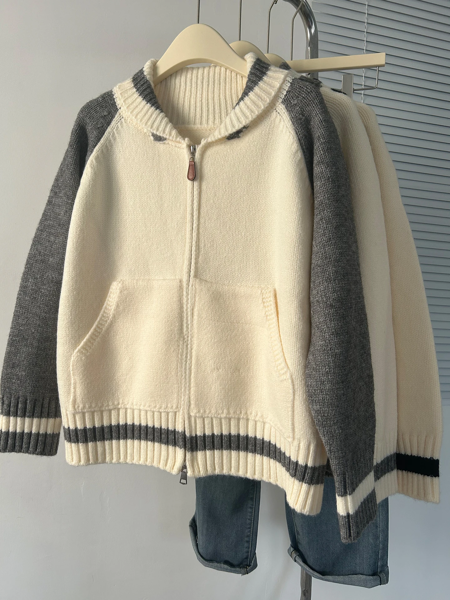 

Korean Sle Thiened Knitted Sweater Coat Women's Autumn Winter Large Size Lazy Sle Double Zipper oulder Svel Car...