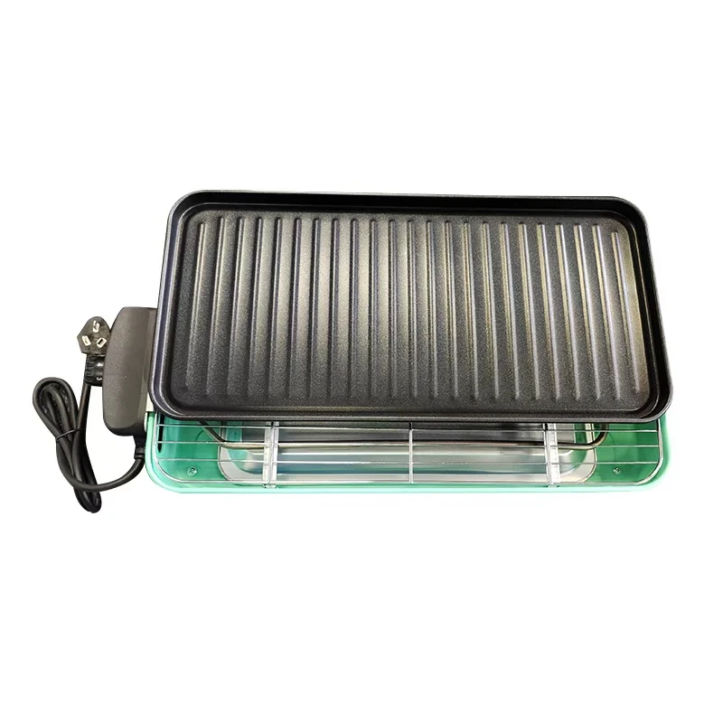 ماكينة شواء مستطيلة قابلة للفصل منزلية متعددة الوظائف 220 فولت شواء خارجي غير لاصق مع صينية خبز وشبكات ولوحة زيت