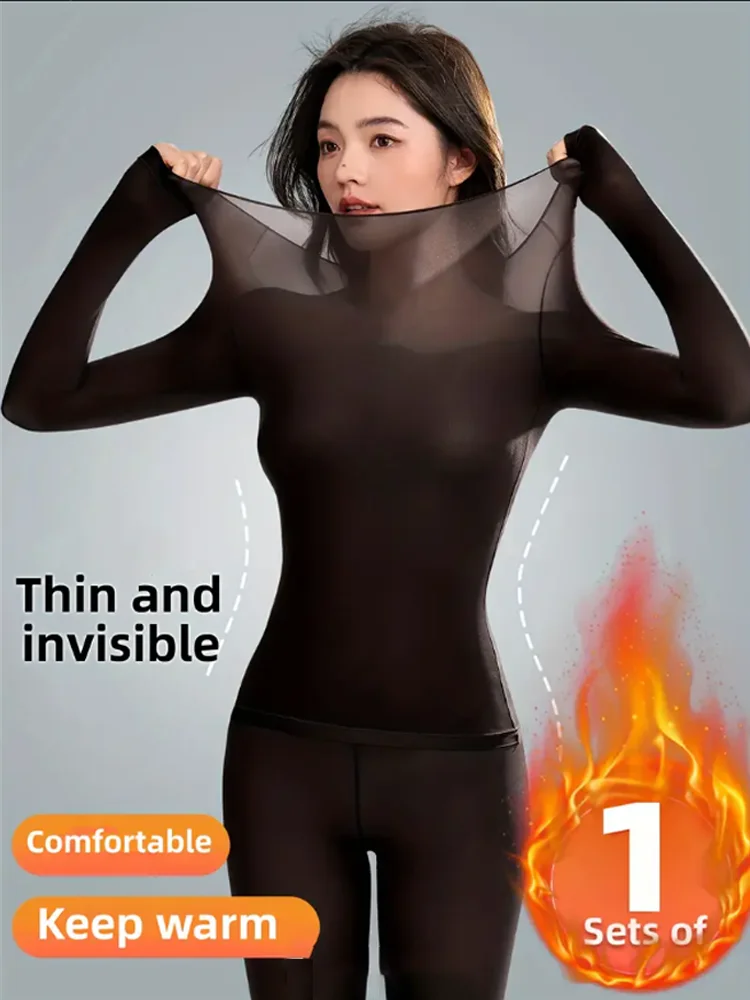 Women Seamless Warm Thermal Underwear Set Women First Layer Thermal Top Long Johns 2Pcs Suit Winter Thermo Clothing Ladies Thin