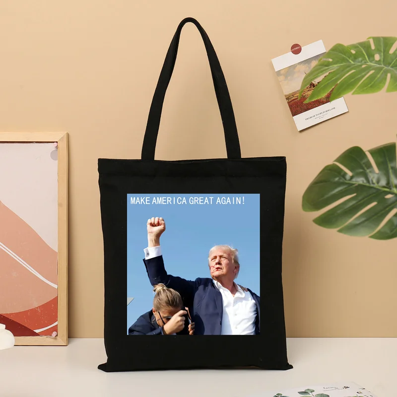 Sacola de grande capacidade para mulheres, bolsa de lona casual, fazer a América grande novamente, compras sacos de ombro, Donald Trump EUA, novo