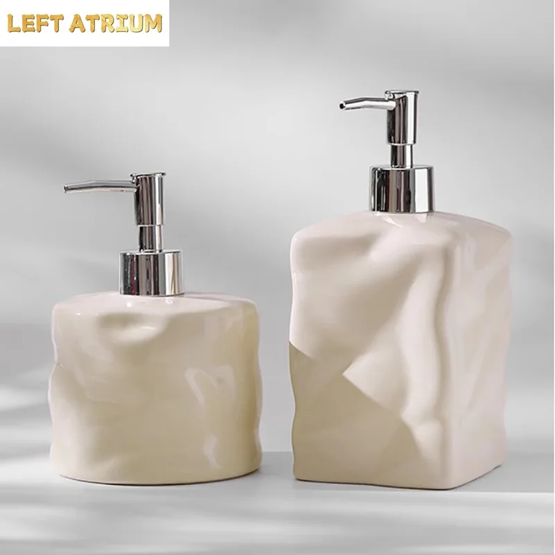 Large Capacity Ceramic Lotion Bottle 600ML High Value Hotel Hand Sanitizer Soap Dispenser Bathroom Shower Gel Shampoo Bottle New