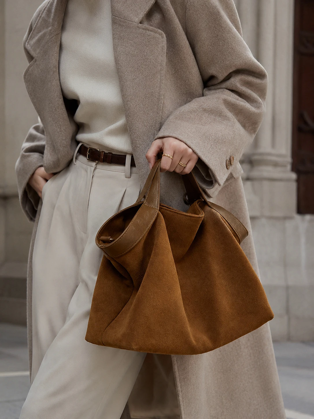 Women's Real Leather Hobo Bag Vintage Brown Tote Bag for Work Travel