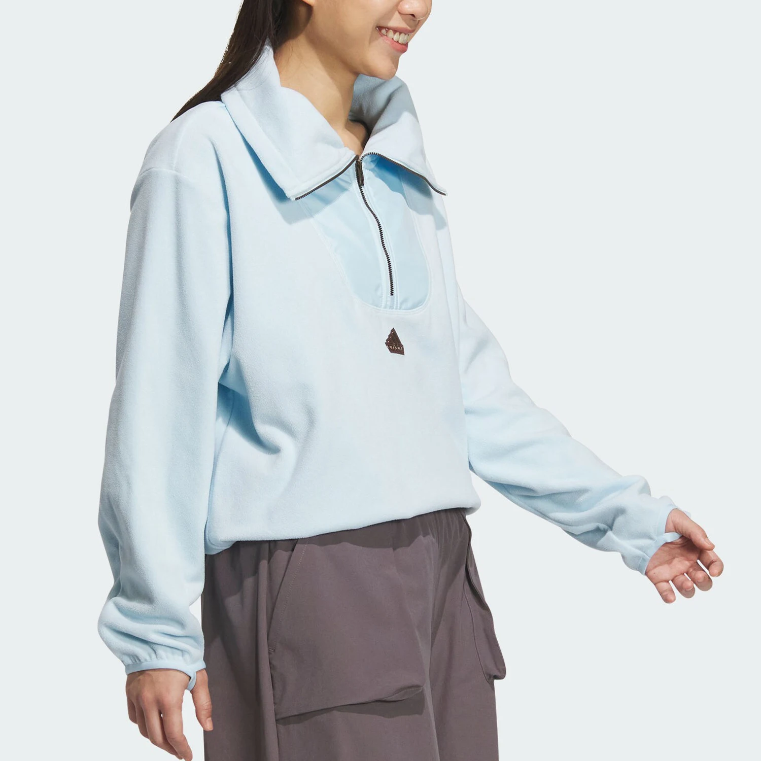 سترة أديداس أصلية جديدة للنساء فضفاضة بنصف سحاب من الصوف القطبي JX6849 #2