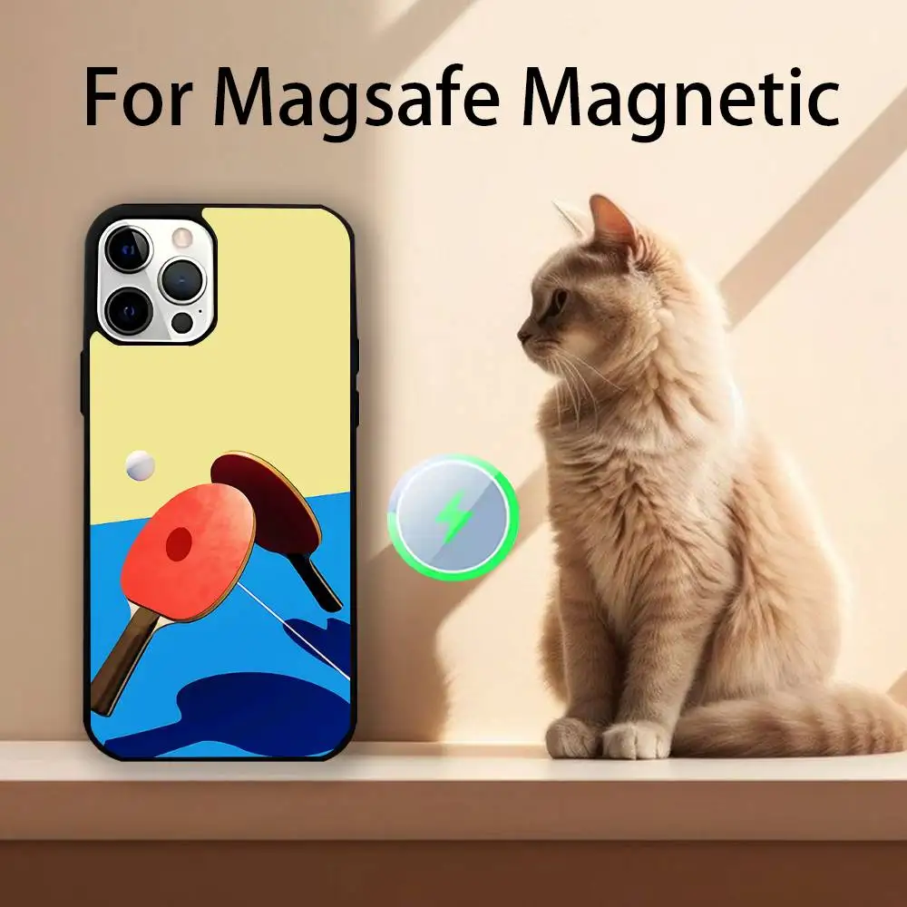 مضارب تنس الطاولة حافظة هاتف لهاتف آيفون 17,16,15,14,13,12,11,Pro,Max,Plus,Mini,SE4,E شحن لاسلكي Magsafe مغناطيسي