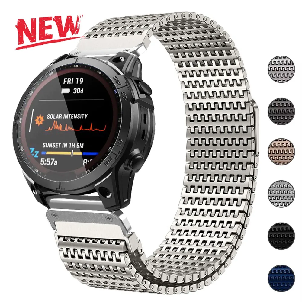 

Роскошный магнитный ремешок 22/26 мм для Garmin Quatix 8 Fenix 8 E 7 7X 6 6X 5X Plus/Epix Pro Gen 2 Quick Fit Milanese Loop Metal Band