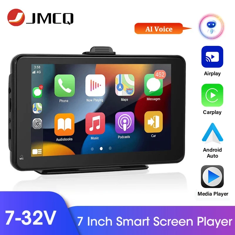 

JMCQ Universal 7" Car Video Player Wireless Carplay&Android Auto Portable Touch Screen Monitor For Nissan KIA Toyota VW BMW