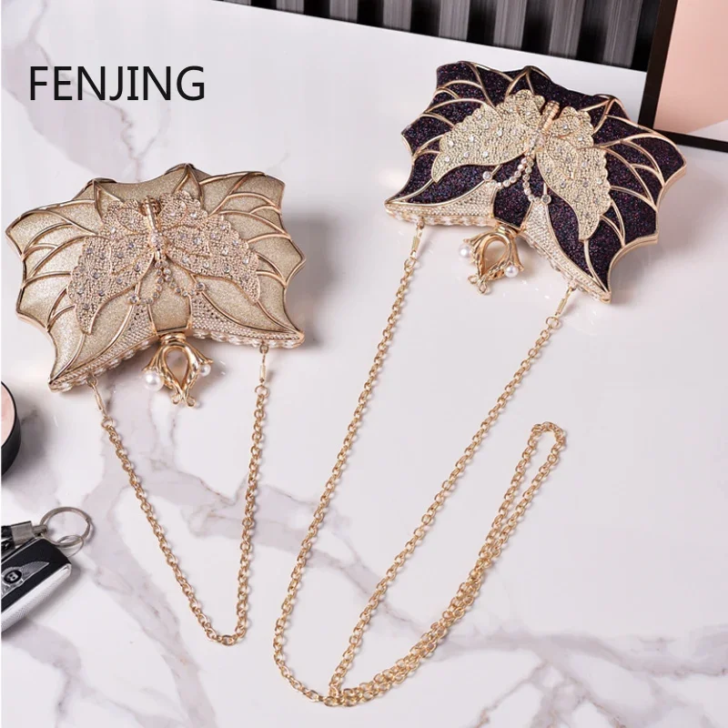 Moda luksusowe torby wieczorowe Hollow Butterfly Party Bag ślubna diamentowa kopertówka eleganckie torebki bankietowe torebka obiadowa Sac — zdjęcie 6