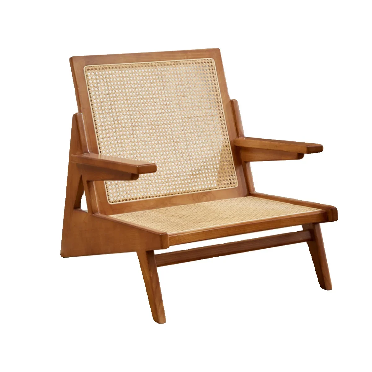 

Solid wood sofa chair B & B leisure balcony backrest recliner Nordic home rattan lazy rattan chair