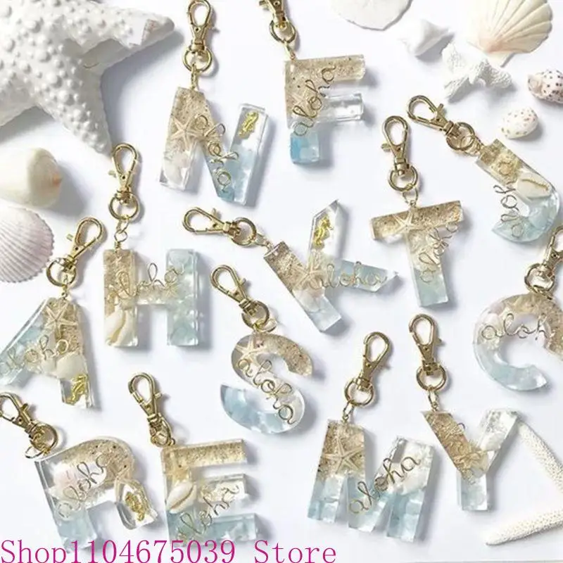 5ASD 1 مجموعة راتنجات الايبوكسي الكريستالية الأبجدية 26 رسائل المعلقات التي تصب سيليكون قالب مصنوع يدويًا يدويًا مجوهرات حلق