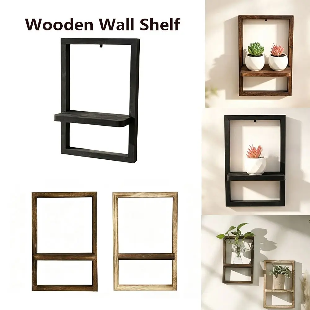 Wood Wooden Wall Shelf Square Shape Decorative Wall Mounted Shelf Strong Load-Bearing Simple Wall Floating Hanger Bedroom