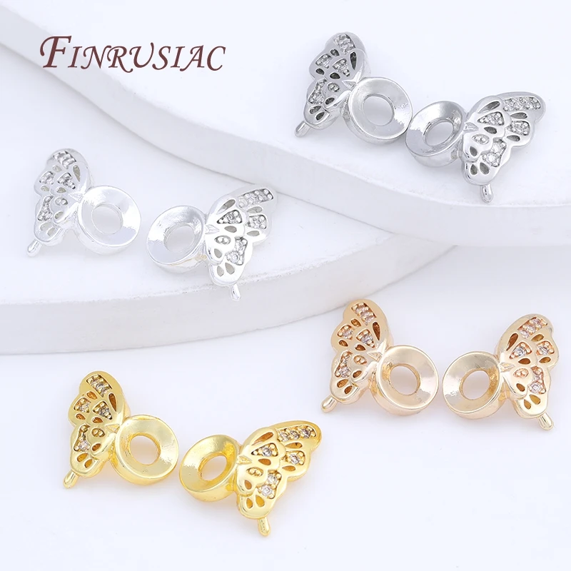 18K Gold Plated Zircon Butterfly Beads For Bracelets Accessories,Metal Separator Beads,Spacer Beads DIY Jewelry Making Supplies image 4