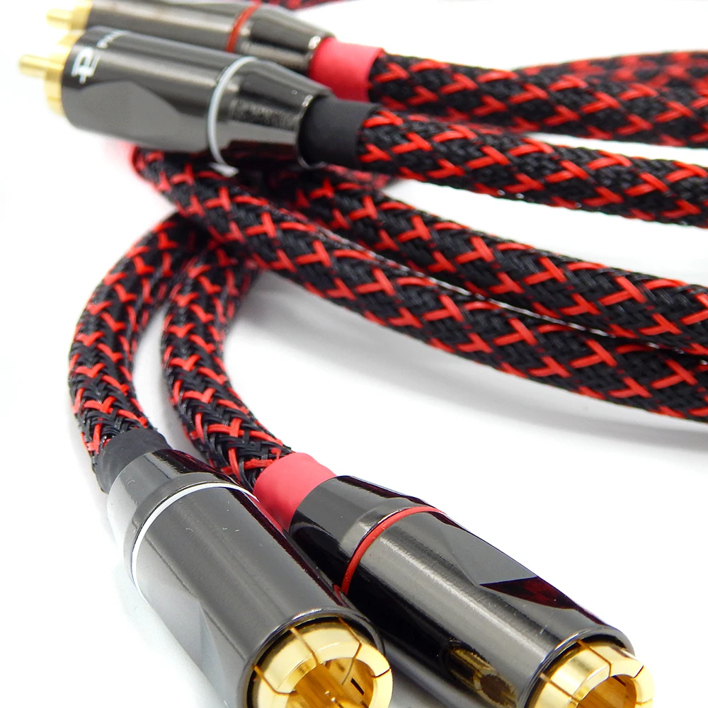 Audio RCA Cable HIFI Gold-Plating Plug Connector 4N OFC Copper Wire AMP TV CD Player Lotus Socket shielding core signal Wires