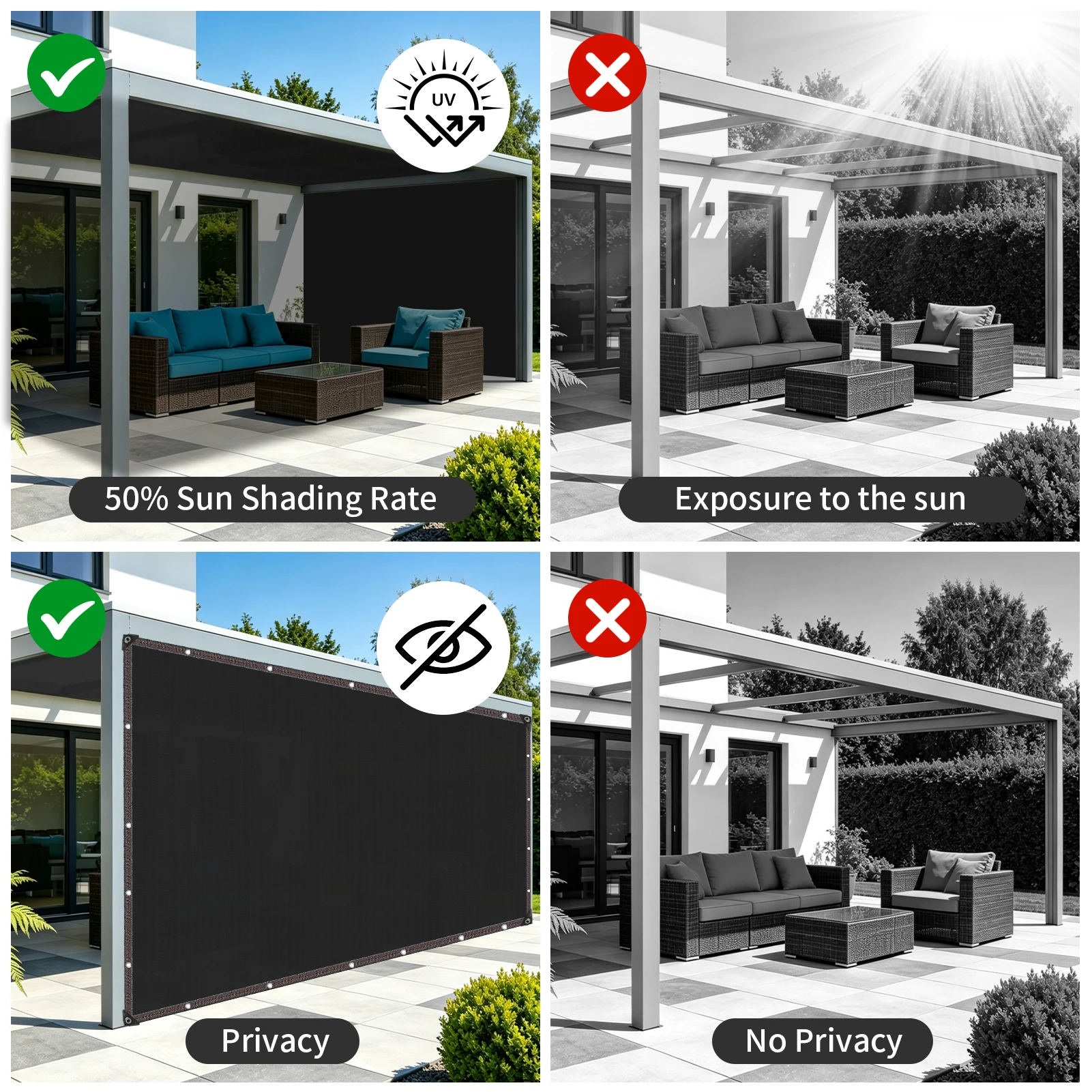 Voile d'ombrage 50% avec œille - Outdoor Furniture Hdpe avis et prix