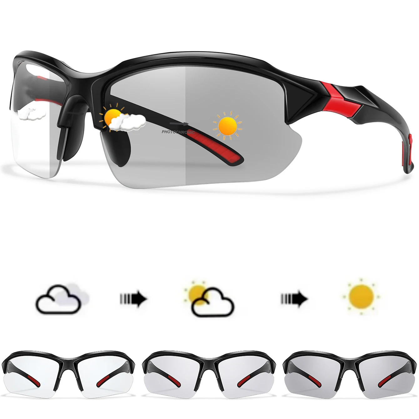 Photochromic Men Women Sports Cycling Sunglasses Daily Wearing Outdoor Running Travel Eyewere Windproof Trendy Goggles