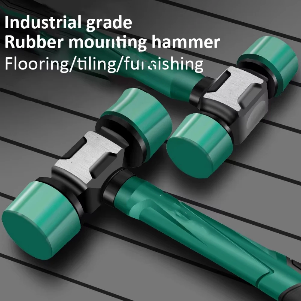 Rubber Mallet with Dual Function Faces for Flooring Woodworking and Field Use Ductile Iron Core 32 x 11.5 x 3.6cm