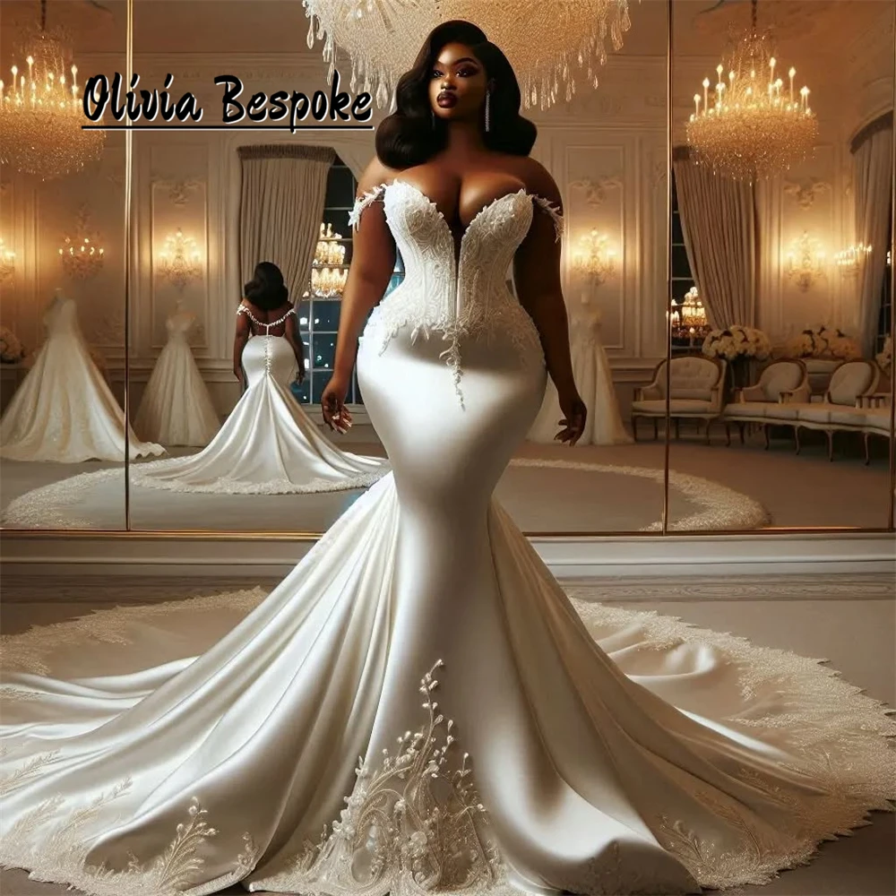 

Dreamy Aso Ebi African Wedding Dresses For Brides 2025 Off The Shoulder Beaded Lace Applique Mermaid Engagement Gowns Customized