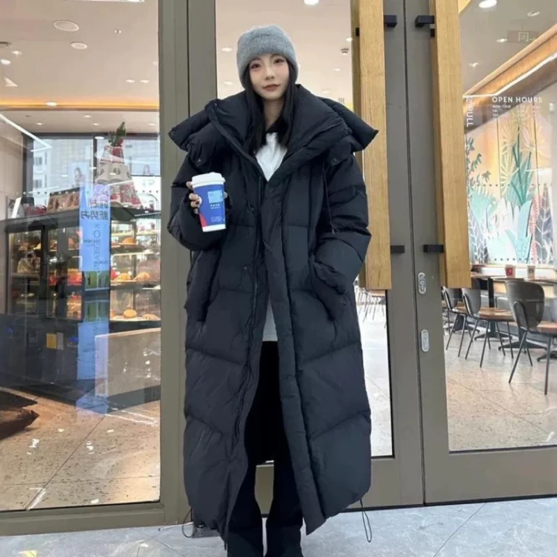 新しいソリッドカラー X ロングストレート冬コート女性パーカー服カジュアルフード付き暖かい冬のジャケット女性の上着