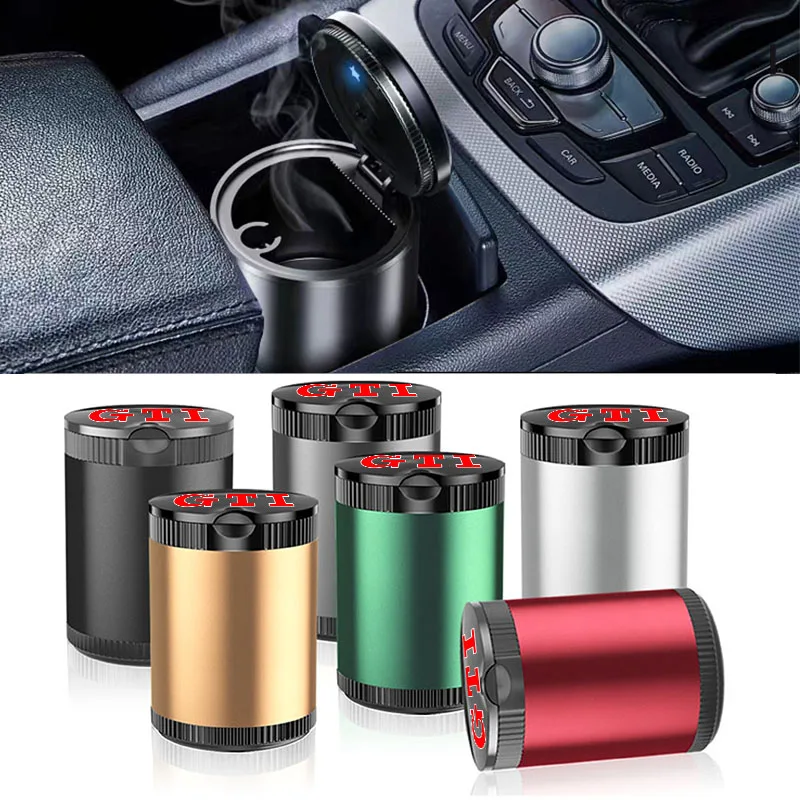 1 Stück Tragbarer Auto-LED-Aschenbecher Auto-Emblem für VW GTI MK7 MK6 MK5 Ibiza Leon FR 2 Altea Aztec Golf-4 5 6 7 Passat