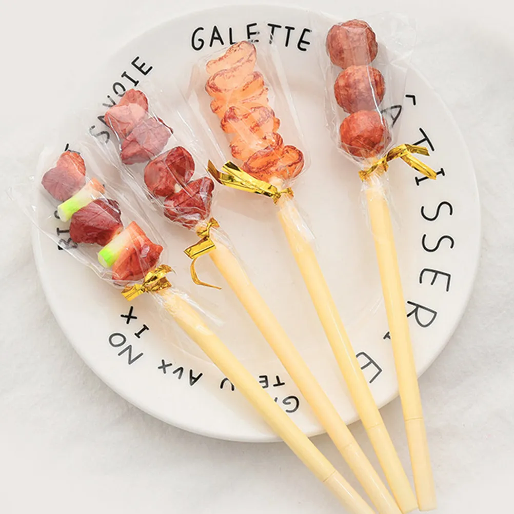 

6Pcs Ballpoint Pen Meat Skewer Shape Fine Point 0.5mm Precision Needle Tip Smooth Writing Office School Student Stationery Gift